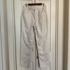 H&M Devided Pants Womens Size 8 (30x30) Faux Leather White Lined